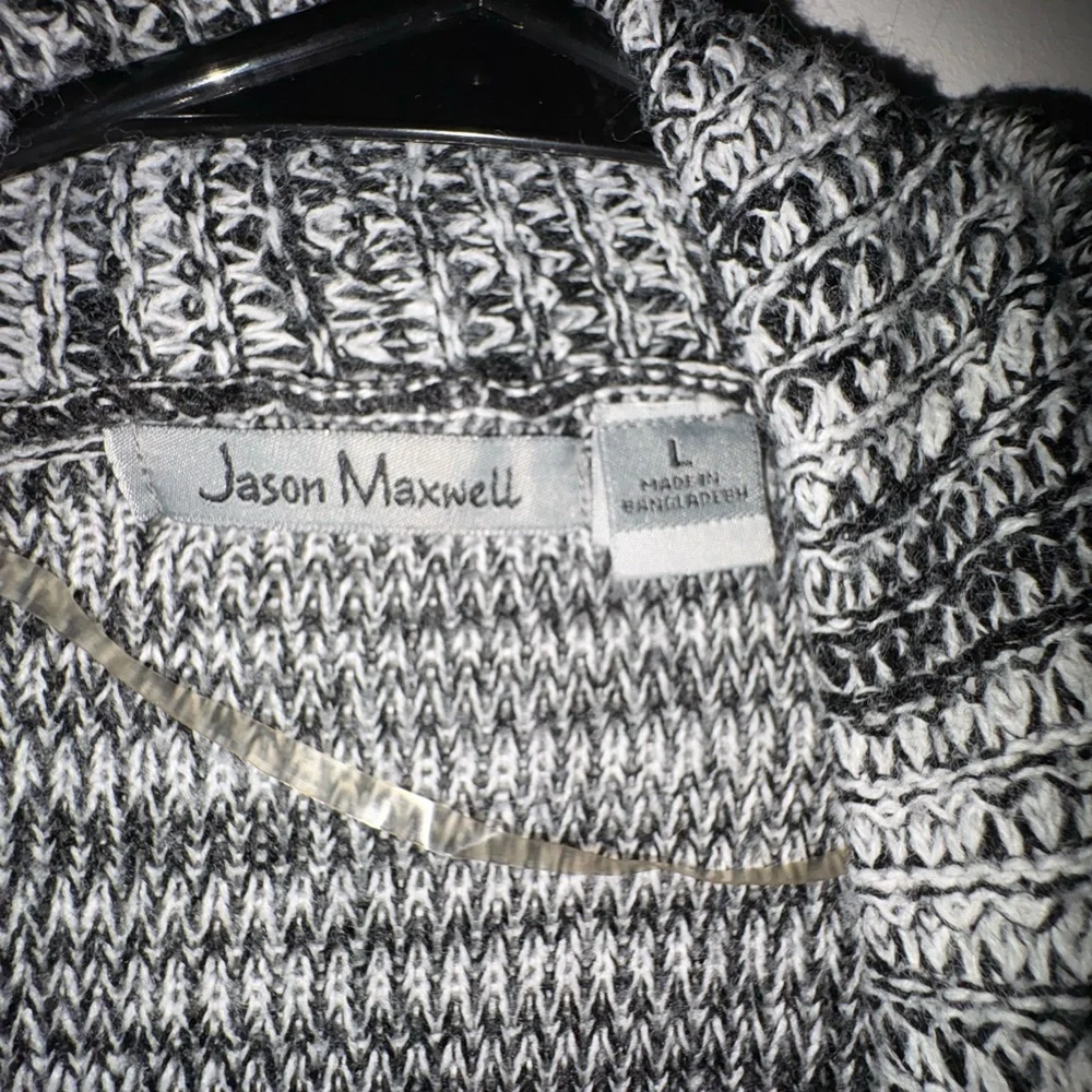 Jason Maxwell Black and White Cardigan Sweater - Picture 2 of 3